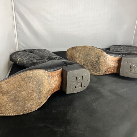 Rancho Mens Black Leather Western Boots Size US 8 EE Made In Mexico CM 27 EE - Picture 14 of 15